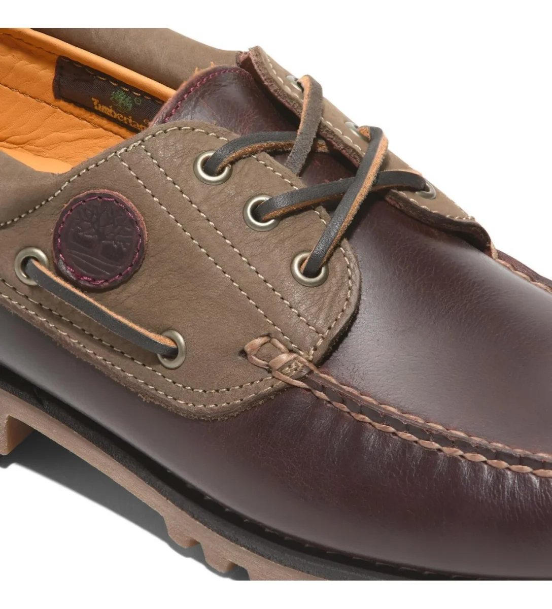 Timberland Scarpa da Barca Uomo Authentic 3-Eye Lug Tomaia in Pelle Marrone Scuro - immagine 3