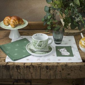 THUN Tovaglietta Colazione Inverno Incantato Standard Fox Sage Green cotone b101018