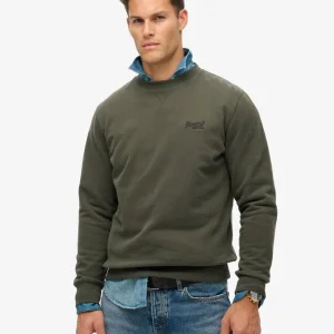 Superdry Felpa Maglioncino Crewneck Uomo misto Cotone Verde Oliva