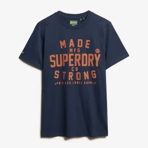 Superdry T-shirt Uomo Machined Goods Workwear Tee in Cotone Blu Navy