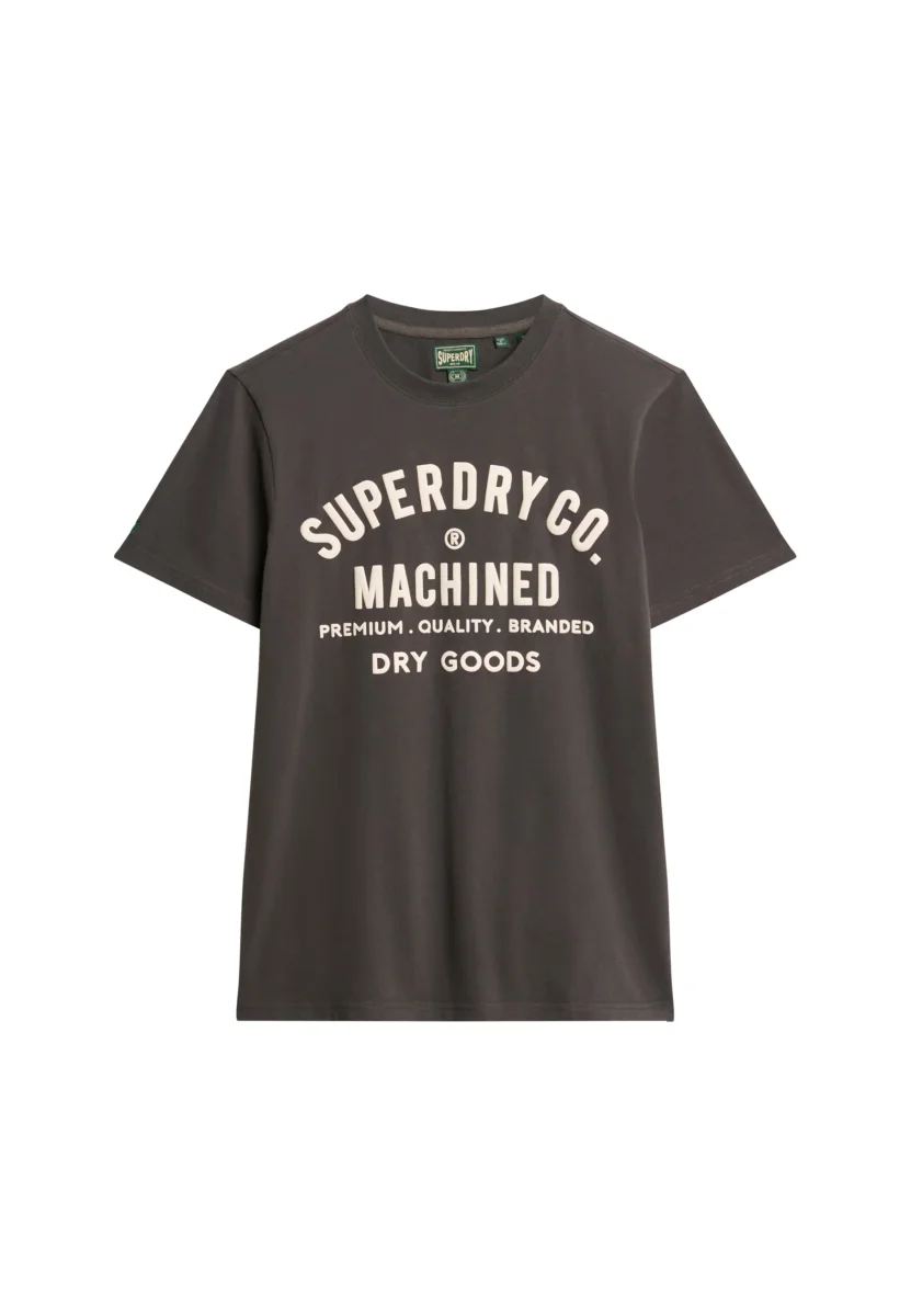Superdry T-shirt Uomo Machined Goods Workwear Tee in Cotone Nero