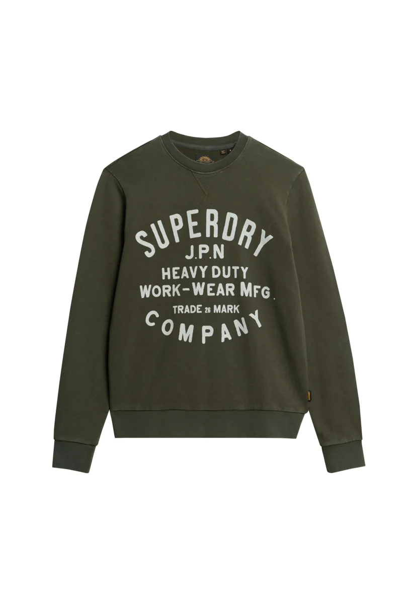 Superdry Felpa Maglioncino Crewneck Uomo 100% Cotone Verde Oliva - immagine 7