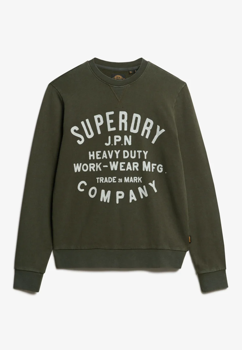 Superdry Felpa Maglioncino Crewneck Uomo 100% Cotone Verde Oliva - immagine 3