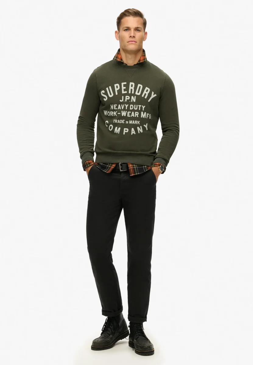 Superdry Felpa Maglioncino Crewneck Uomo 100% Cotone Verde Oliva - immagine 4