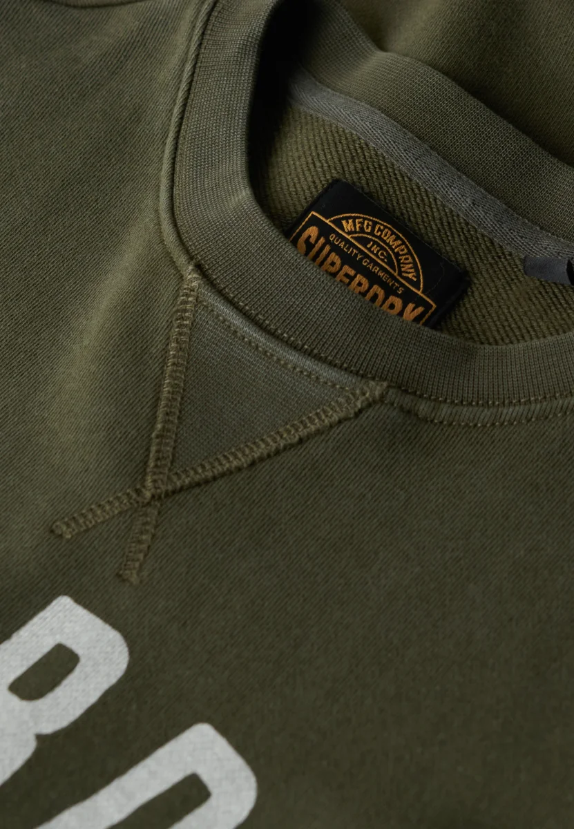 Superdry Felpa Maglioncino Crewneck Uomo 100% Cotone Verde Oliva - immagine 5