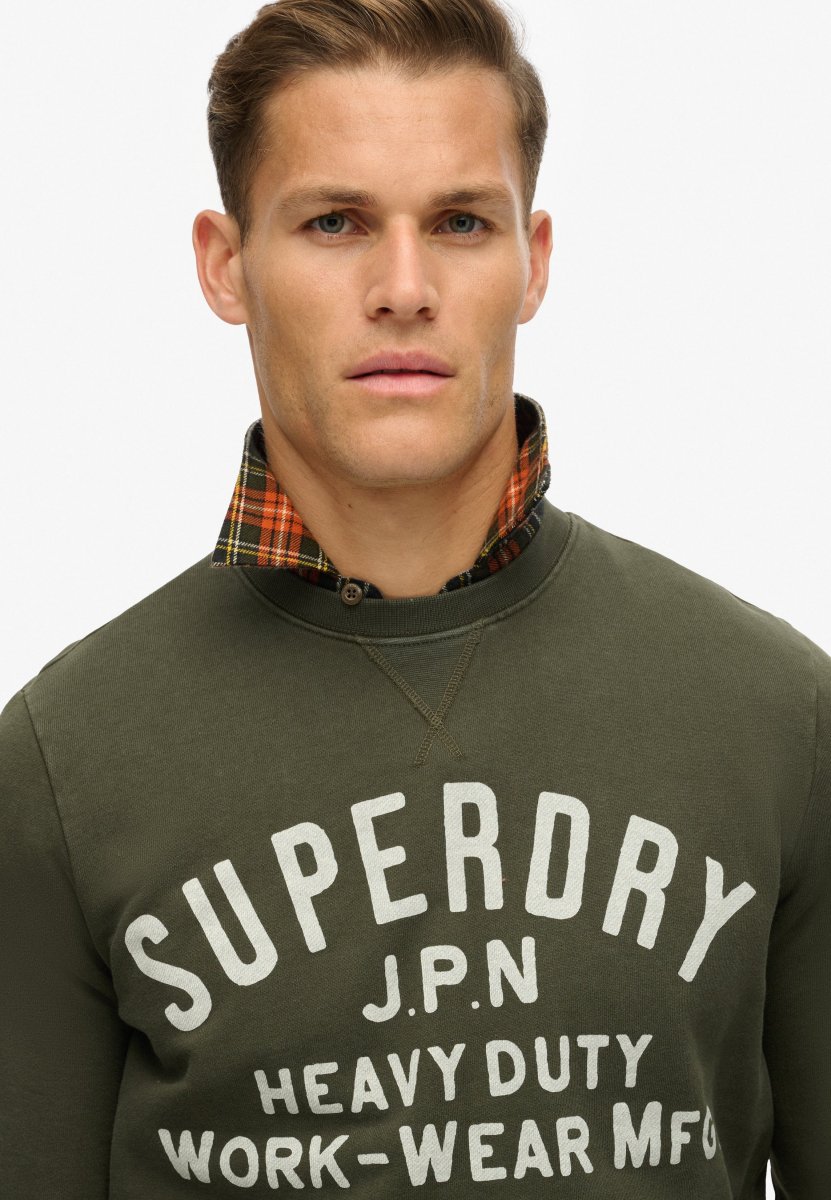 Superdry Felpa Maglioncino Crewneck Uomo 100% Cotone Verde Oliva - immagine 6