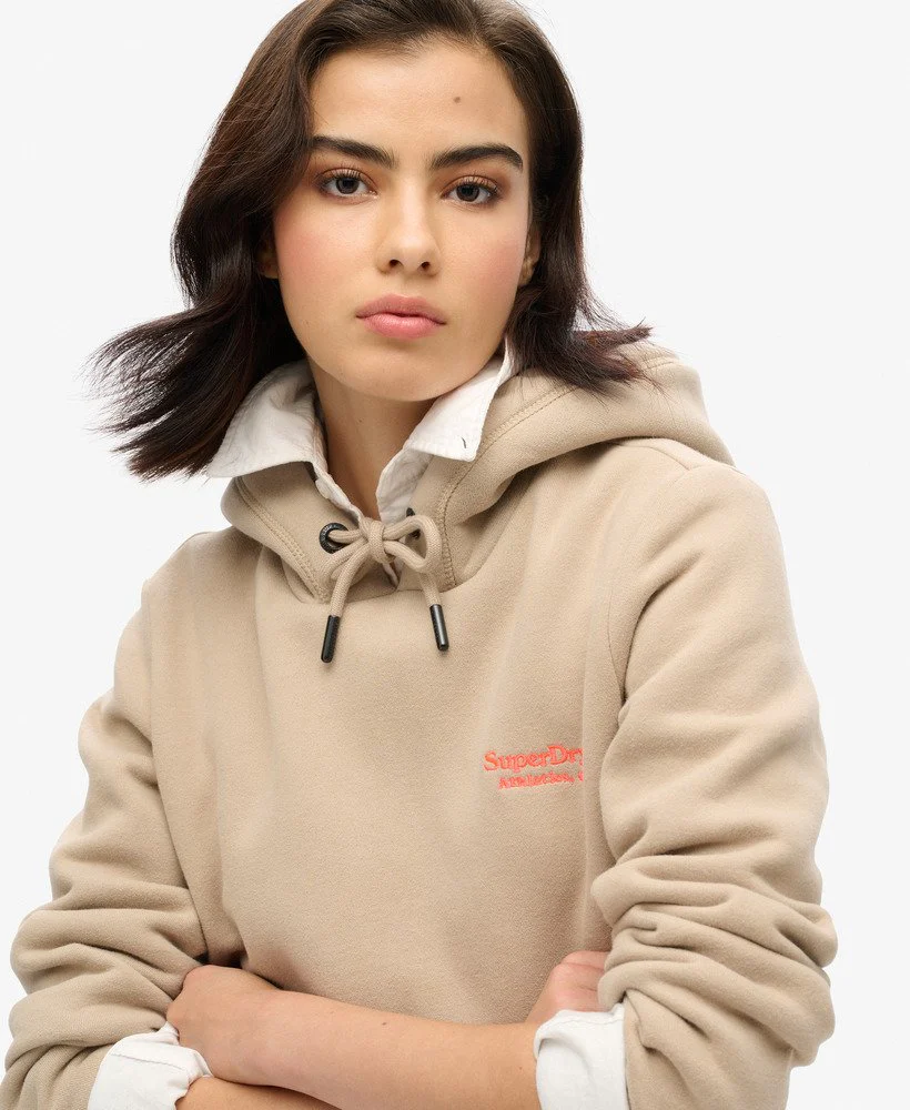 Superdry Felpa Donna Essential Logo Hoodie misto Cotone Grigio Chiaro - immagine 3