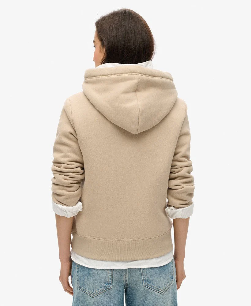 Superdry Felpa Donna Essential Logo Hoodie misto Cotone Grigio Chiaro - immagine 5