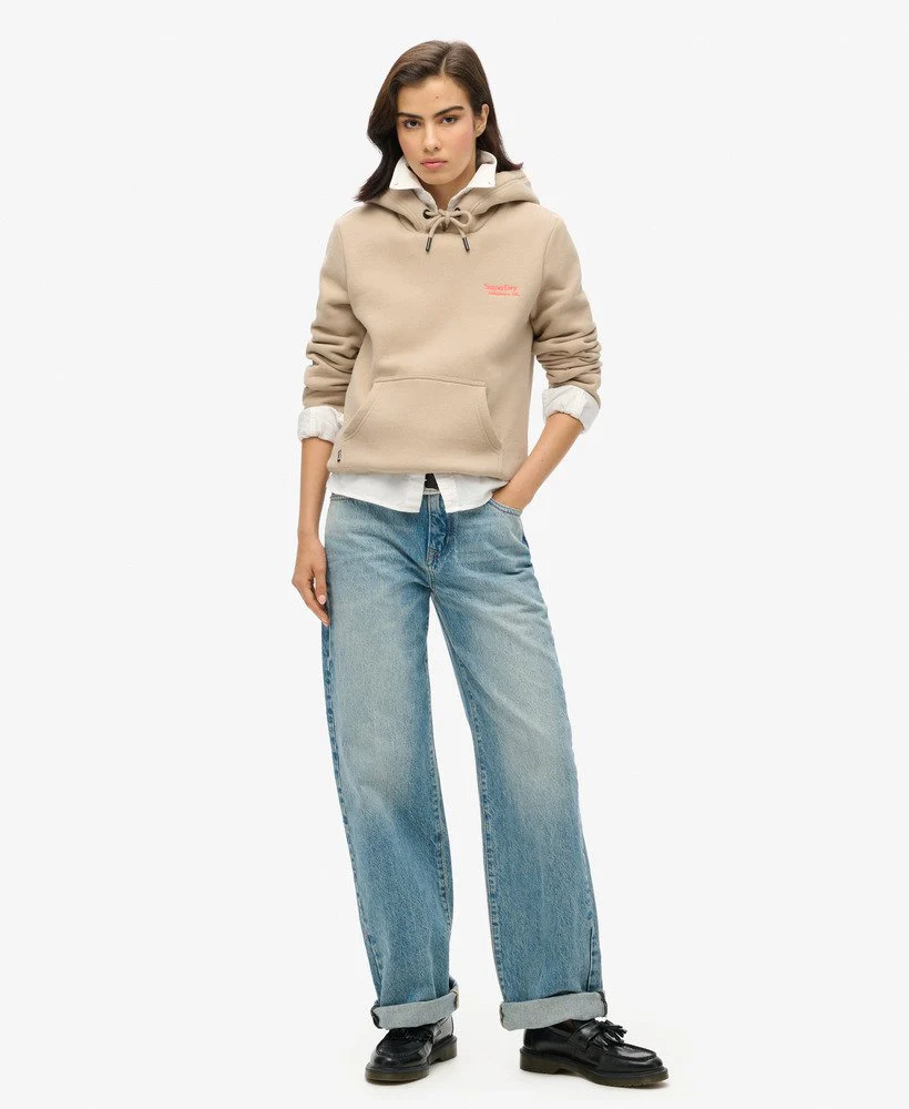 Superdry Felpa Donna Essential Logo Hoodie misto Cotone Grigio Chiaro - immagine 6