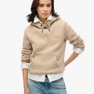 Superdry Felpa Donna Essential Logo Hoodie misto Cotone Grigio Chiaro