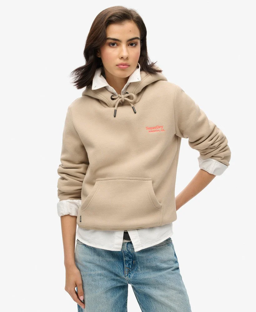 Superdry Felpa Donna Essential Logo Hoodie misto Cotone Grigio Chiaro
