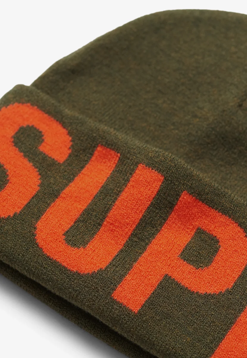 Superdry Berretto Knitted Beanie Misto Poliestere e Acrilico Verde Militare Unisex - immagine 3