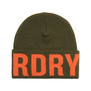 Superdry Berretto Knitted Beanie Misto Poliestere e Acrilico Verde Militare Unisex