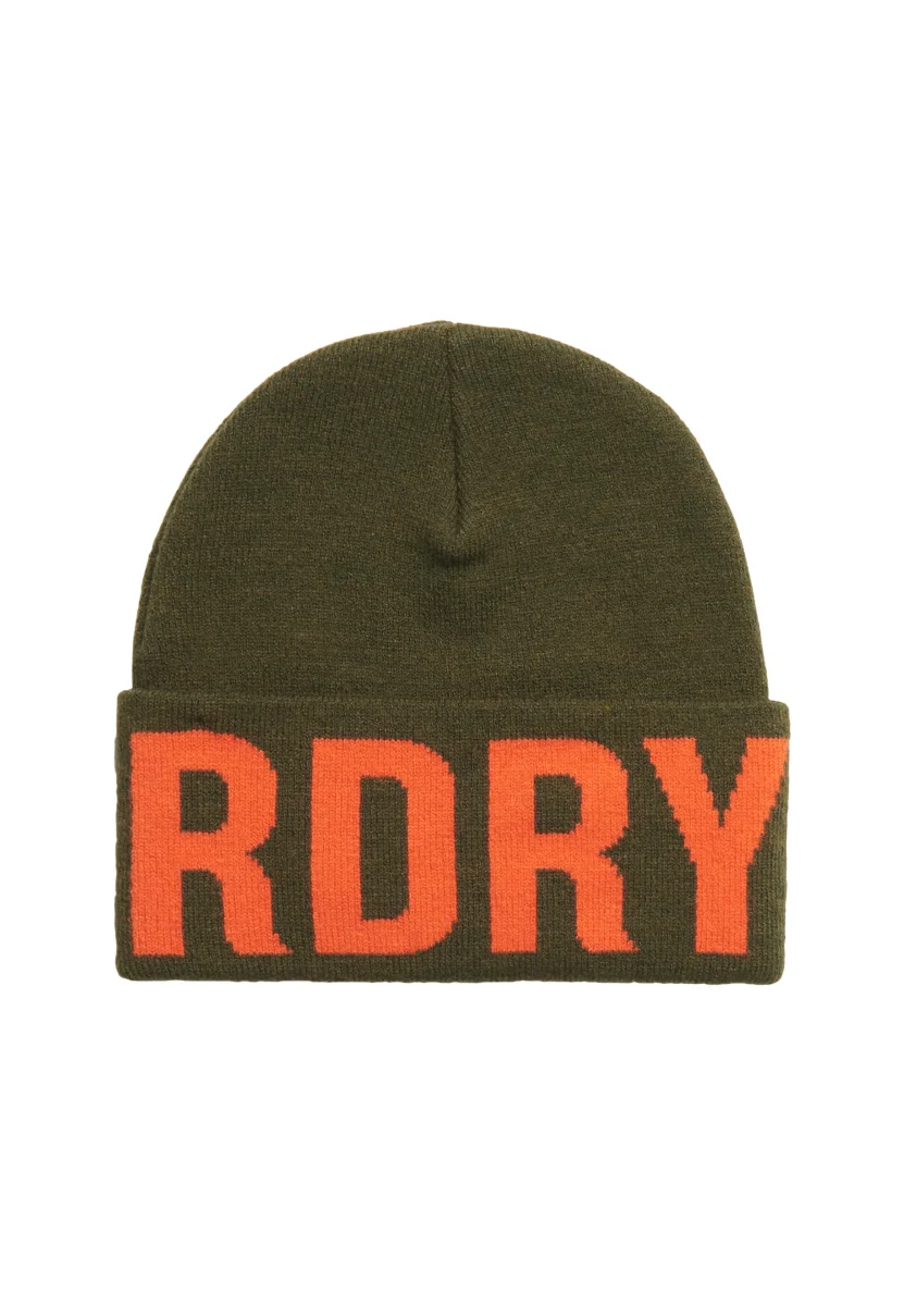 Superdry Berretto Knitted Beanie Misto Poliestere e Acrilico Verde Militare Unisex