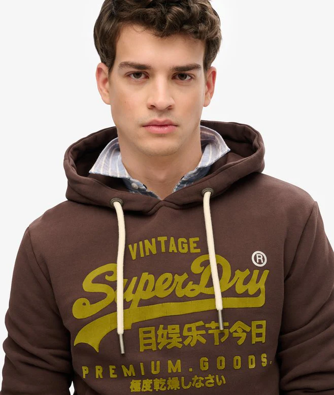 Superdry Felpa cappuccio Hoodie Logo Vintage marrone - immagine 4