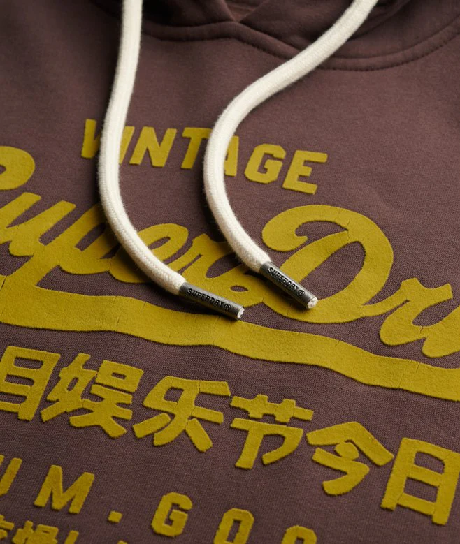Superdry Felpa cappuccio Hoodie Logo Vintage marrone - immagine 5