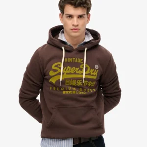 Superdry Felpa cappuccio Hoodie Logo Vintage marrone
