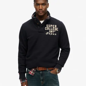 Superdry Maglioncino Jumper Vintage Athletic Henley 100% Cotone Navy Eclipse Uomo